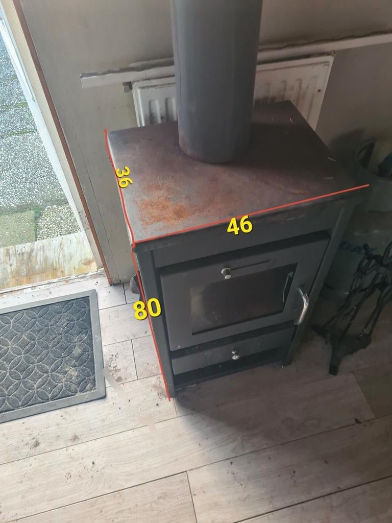 Houtkachel 7kw + houtkachelset, Gebruikt, Houtkachel, Ophalen of Verzenden, Vrijstaand