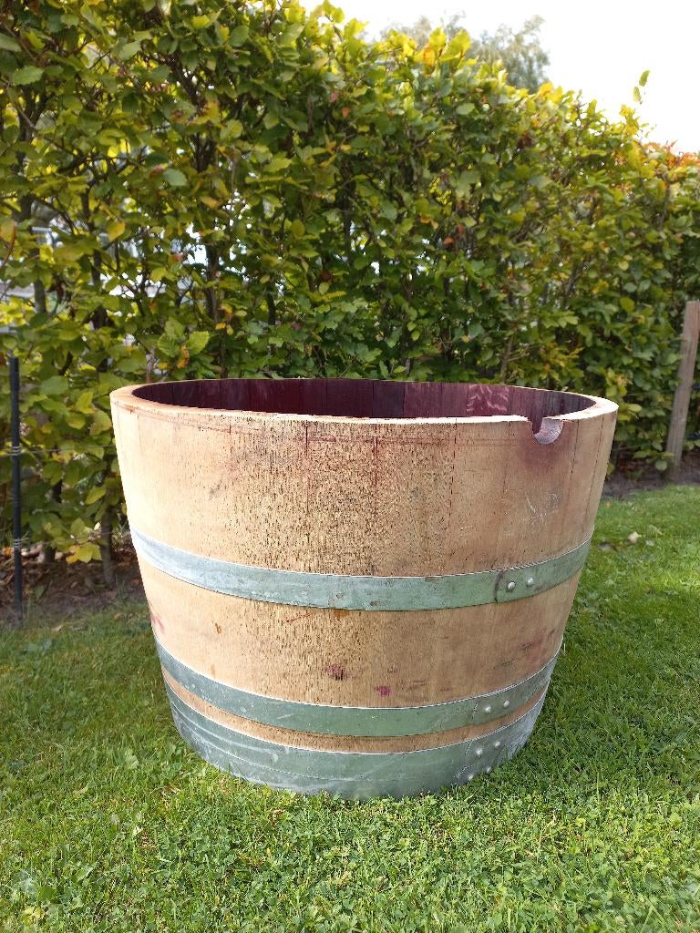Eikenhouten Wijnvat Bloembak Minivijver 112 Liter, Ophalen, Rond, Nieuw, Balkon