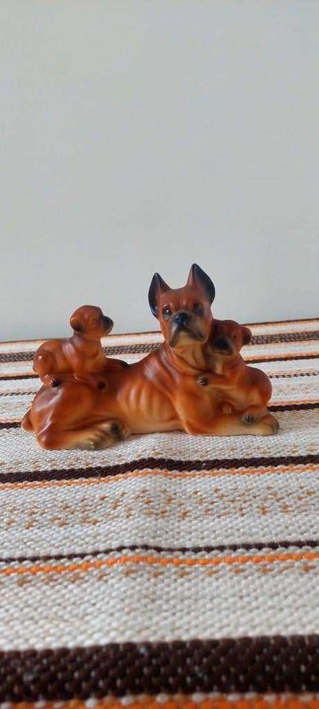 Vintage beeld boxer hond pups, Ophalen of Verzenden, Zo goed als nieuw, Dier