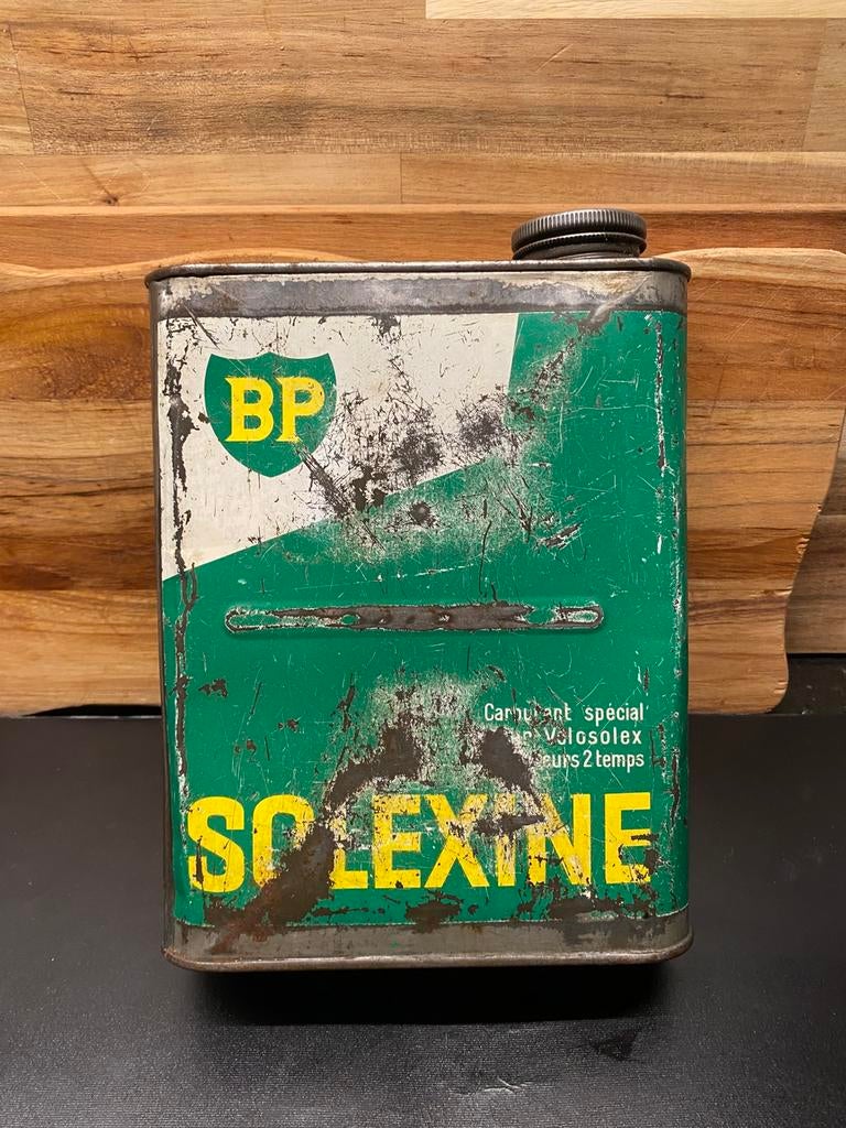 BP Solexine olieblik 2-takt olie vintage 1961, Ophalen of Verzenden, Zo goed als nieuw, Verpakking