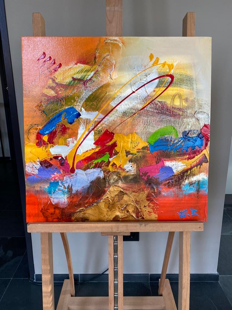 William Malucu 60 x 60 cm, Antiek en Kunst, Kunst | Schilderijen | Abstract, Ophalen