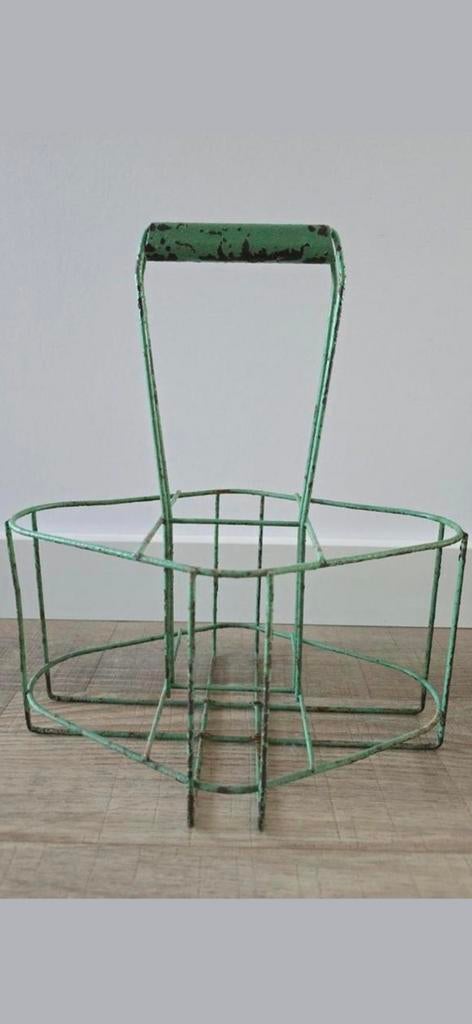 Antiek Groen Frans stalen flessenrek gemerkt €29, Antiek en Kunst, Ophalen of Verzenden