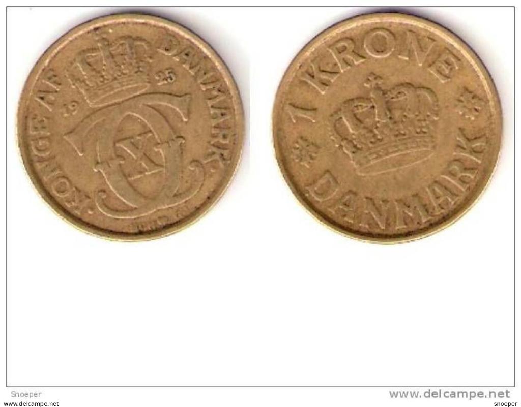 Denmark 1 krone 1925 km 824.1 vf, catalog val. 10,00$, Verzenden, Overige landen, Losse munt