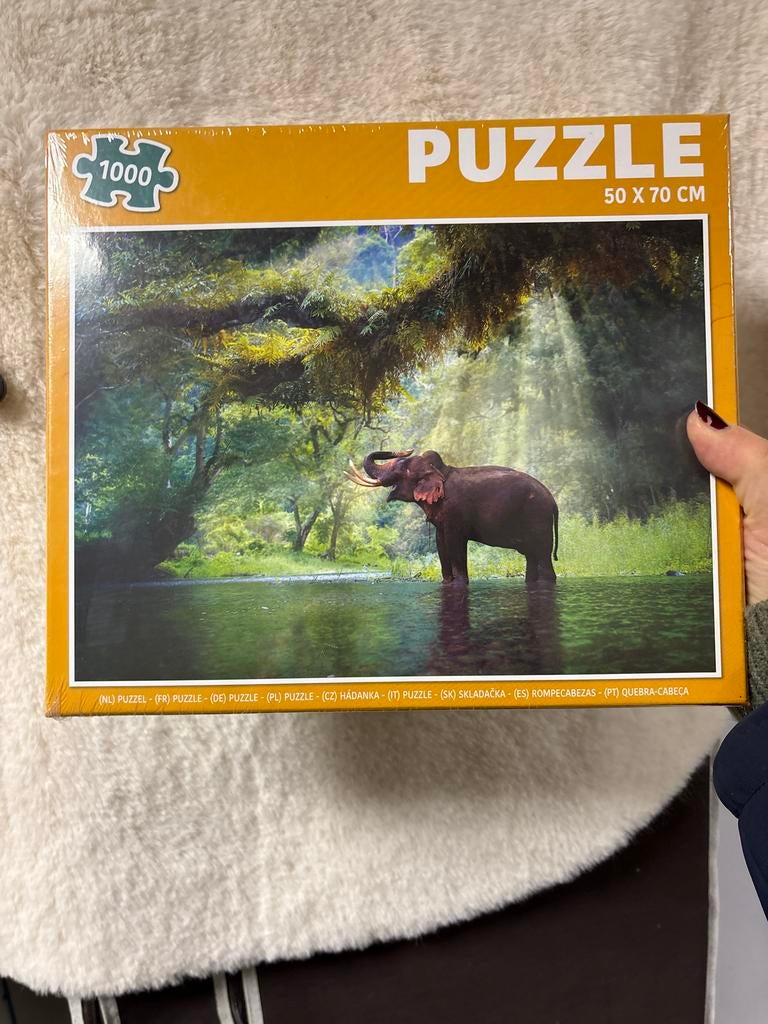 Puzzel 1000 stukjes - Olifant in de jungle nieuw!, Een of twee spelers, Ophalen of Verzenden, Nieuw