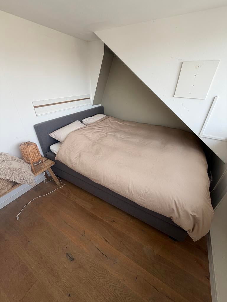 Swiss Sense boxspring 160x200 – donkergrijs – nette staat, Ophalen, Gebruikt, Tweepersoons, Overige maten