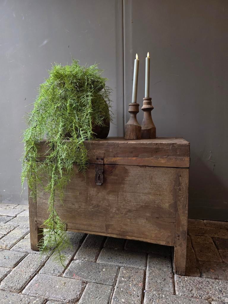 Oude houten oostindische bewaarkist  dekenkist opbergkist, Ophalen of Verzenden