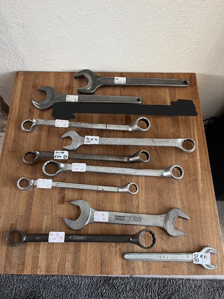 Grote ring en steek sleutels . Ringsleutel , steeksleutel ., Auto diversen, Autogereedschap, Gebruikt, Ophalen of Verzenden