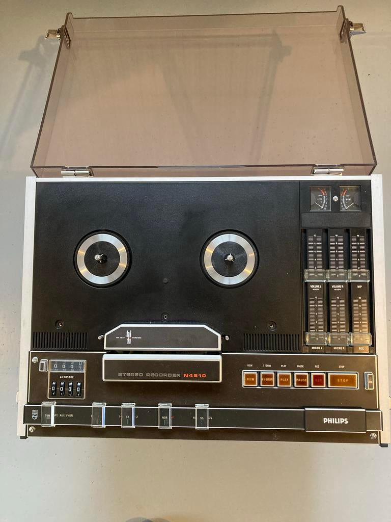 Philips N4510 Stereo Bandrecorder met Stofkap, Audio, Tv en Foto, Bandrecorders, Ophalen, Bandrecorder, Met stofkap