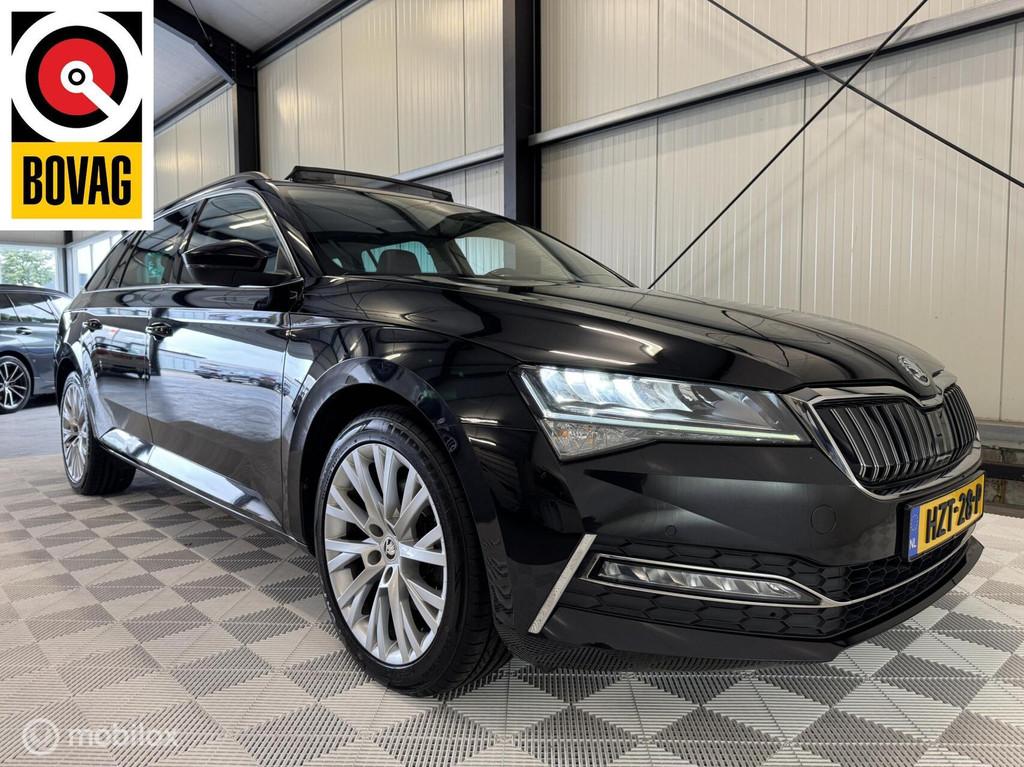 Skoda Superb Combi Hybrid Bns Ed Plus | HUD | Pano | Leer, Gebruikt, Zwart, Zwart, Hybride Elektrisch/Benzine