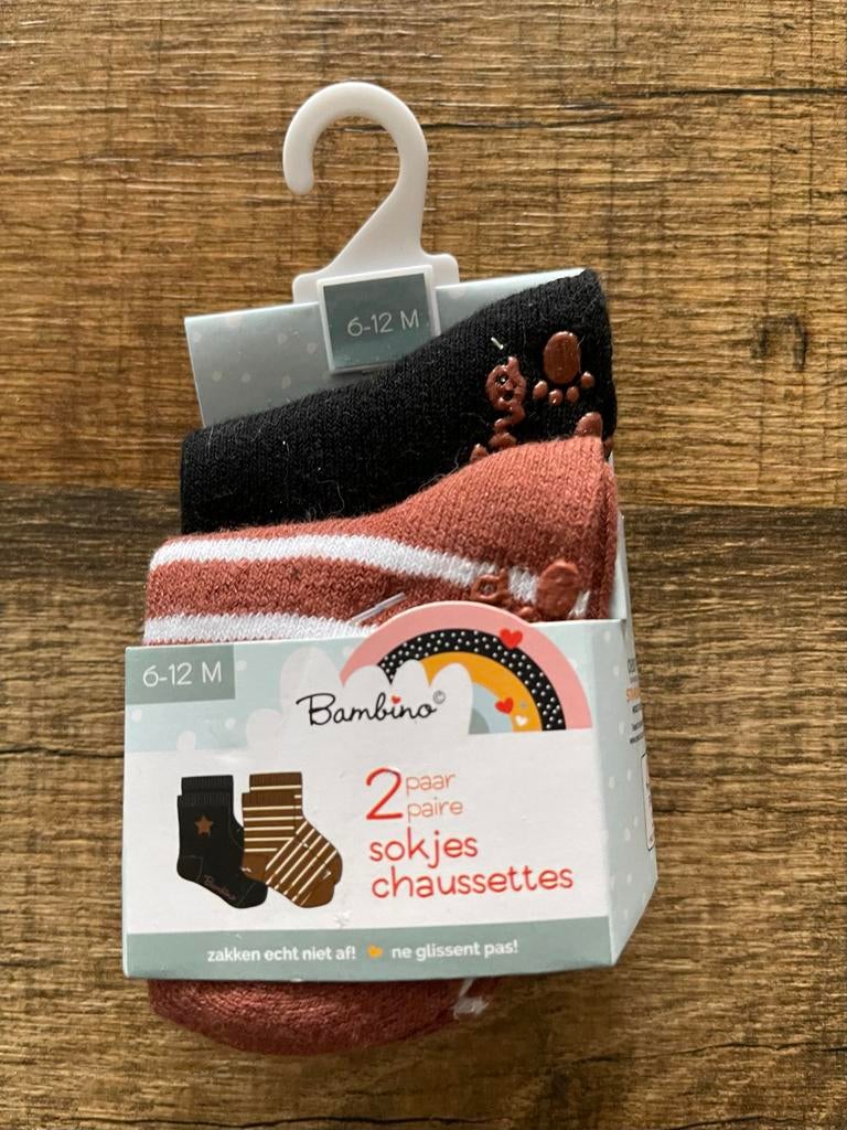 Nieuwe Bambino sokjes 6-12 maanden, 2 paar, Kinderen en Baby's, Babykleding | Schoentjes en Sokjes, Ophalen of Verzenden, Nieuw