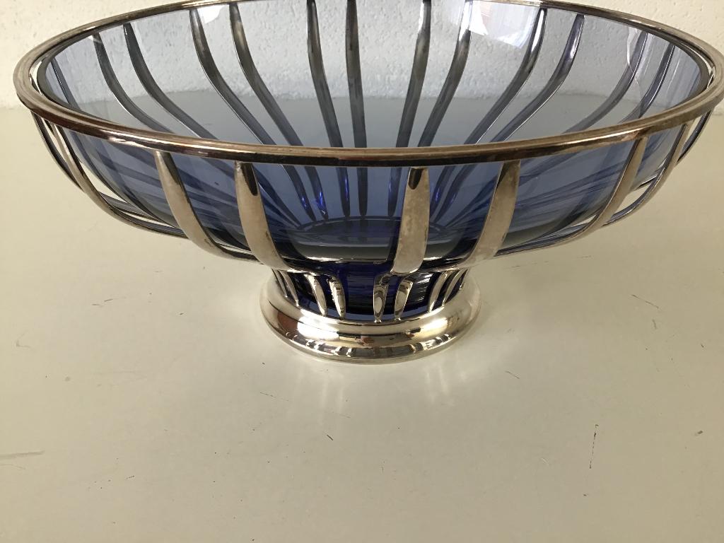 Verzilverde glazen schaal Keltum., Ophalen of Verzenden