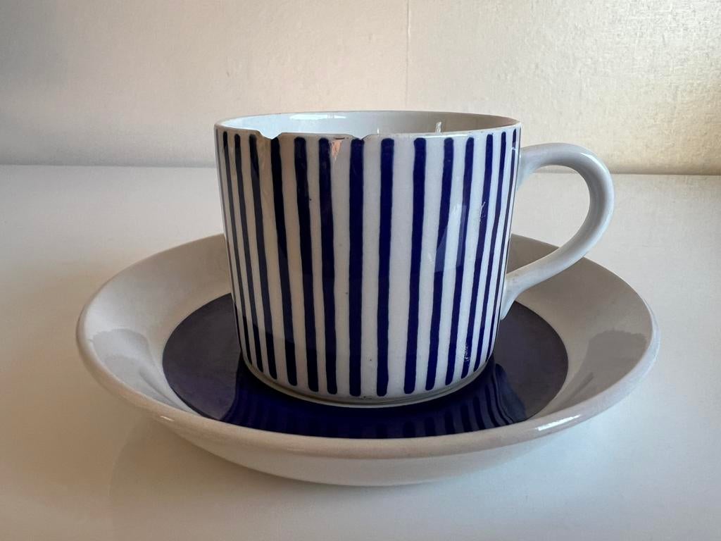 Rörstrand Kadett DM Kop Schotel Blauw Hertha Bengtsson 50’s, Antiek en Kunst, Ophalen of Verzenden