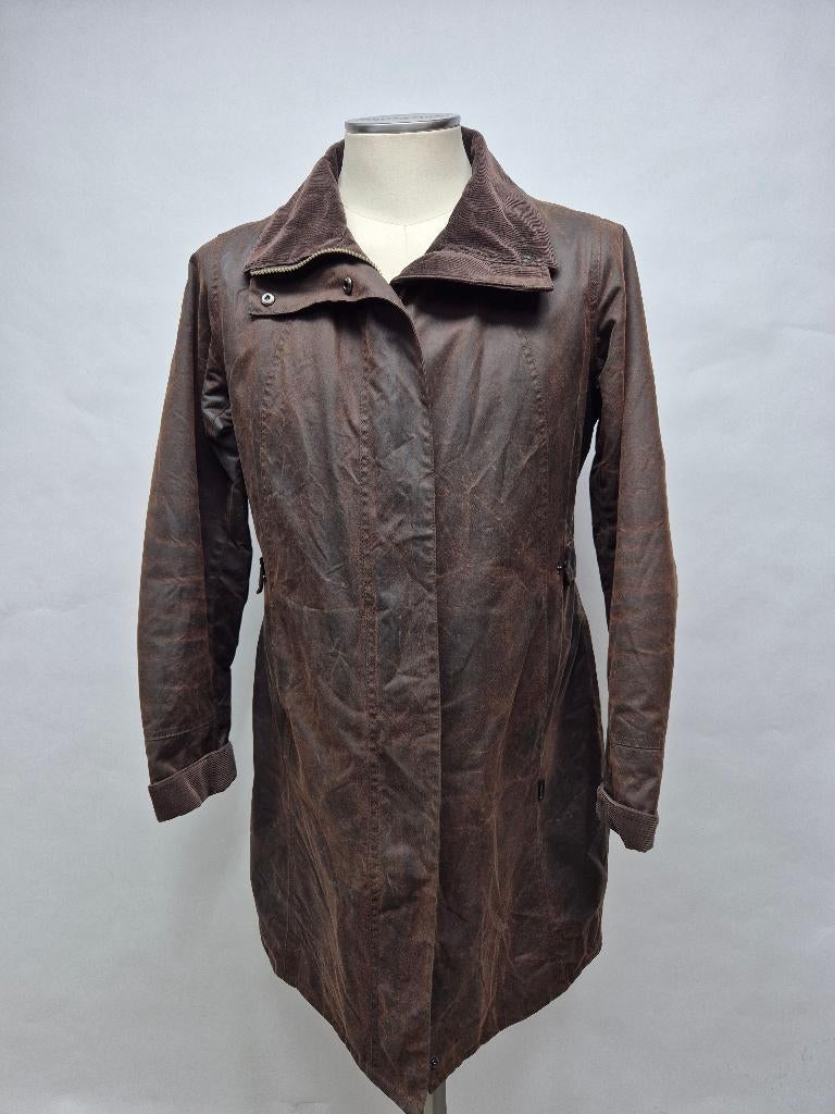 Barbour dames trench coat 'A-Line New Hampshire' wax maat 40, Maat 38/40 (M), Barbour, Bruin, Ophalen of Verzenden
