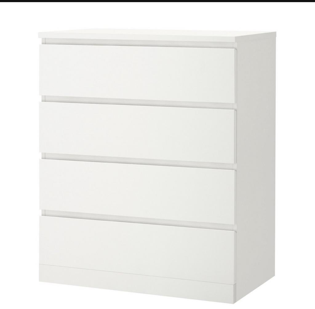 IKEA MALM ladekast wit met 4 lades, Ophalen, Gebruikt, 100 tot 150 cm, 50 tot 100 cm