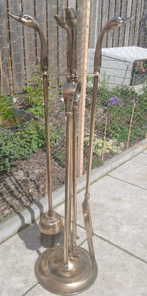 Messing haardstel voor bij de houtkachel, Ophalen of Verzenden, Vrijstaande haard, Houthaard