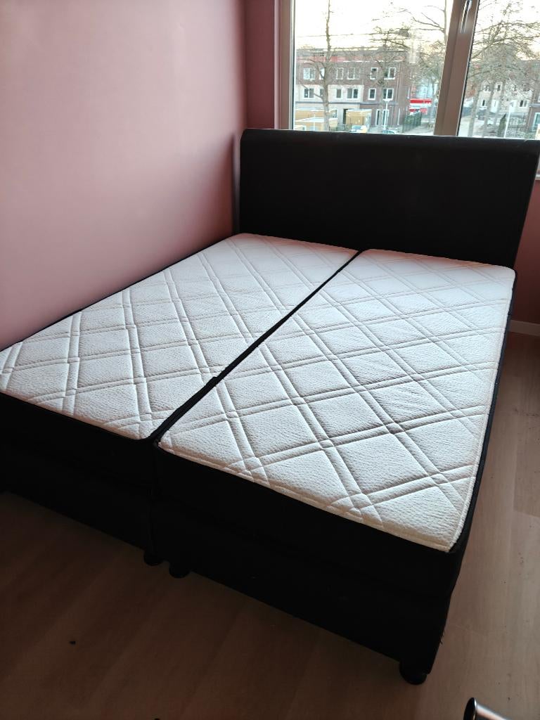 Boxspring bed, Ophalen, Gebruikt, Zwart, Tweepersoons