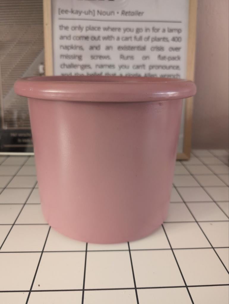 Grote Oud Roze Bloempot Jaren 90 Stijl met Dikke Rand, Overige materialen, Gebruikt, Minder dan 60 cm, Rond