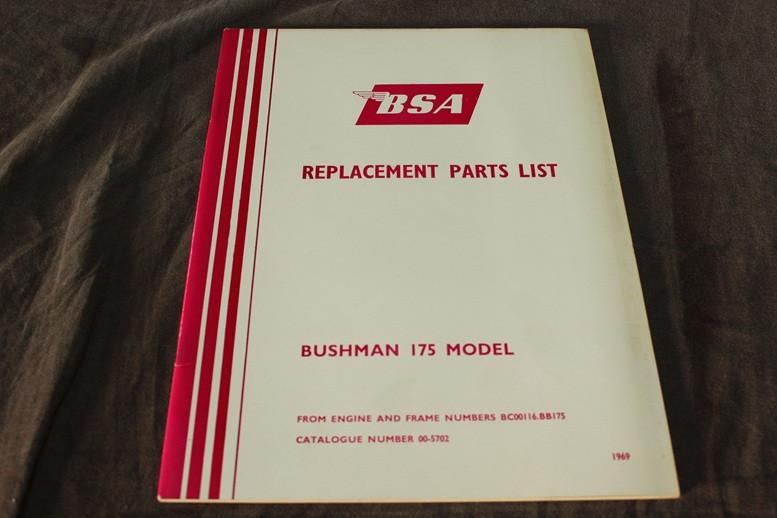 BSA Bushman 175 1969 motorcycle parts list, Motoren, Ophalen of Verzenden, Overige merken
