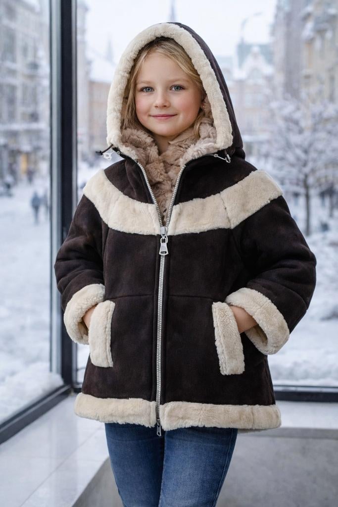 Schapenleer echte bont #bontjas #kinderjasje, Ophalen of Verzenden, Zo goed als nieuw, Bruin