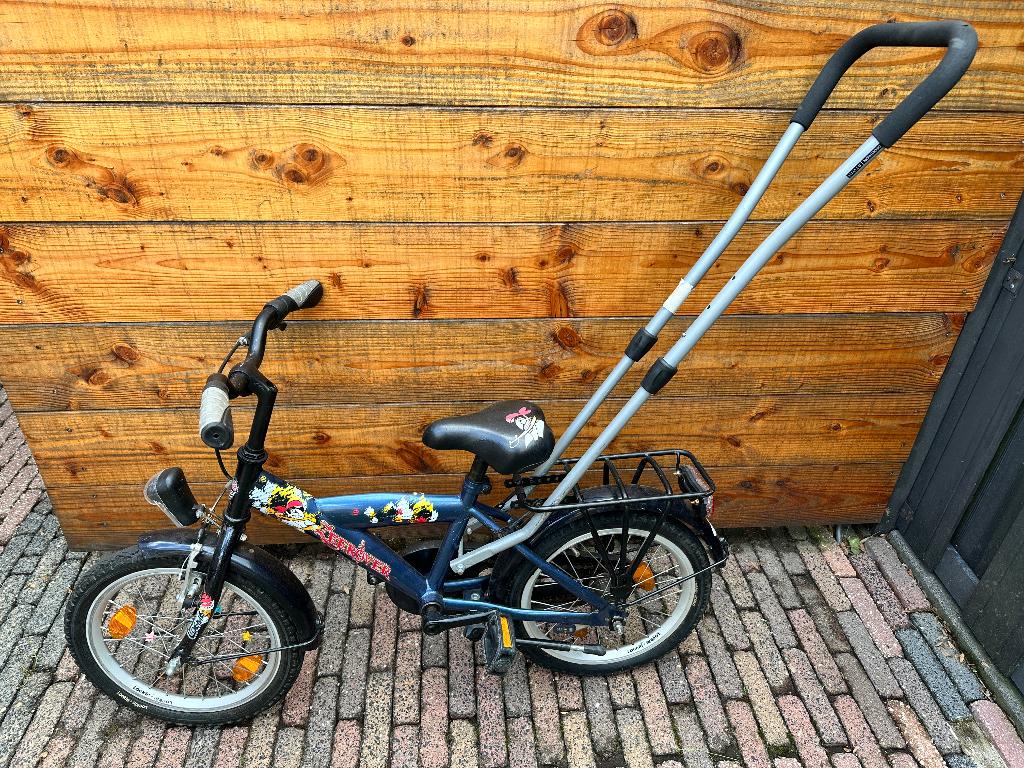 Loekie Kinderfiets met hulpstang(Demontabel), Ophalen, Gebruikt, 16 tot 20 inch