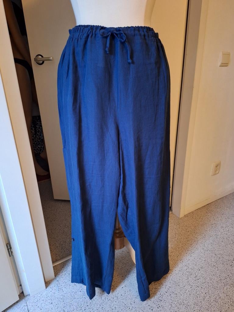 Sempre Piu - linnen broek wijde pijp - maat 54, Kleding | Dames, Grote Maten, Zo goed als nieuw, Broek of Spijkerbroek, Sempre Piu