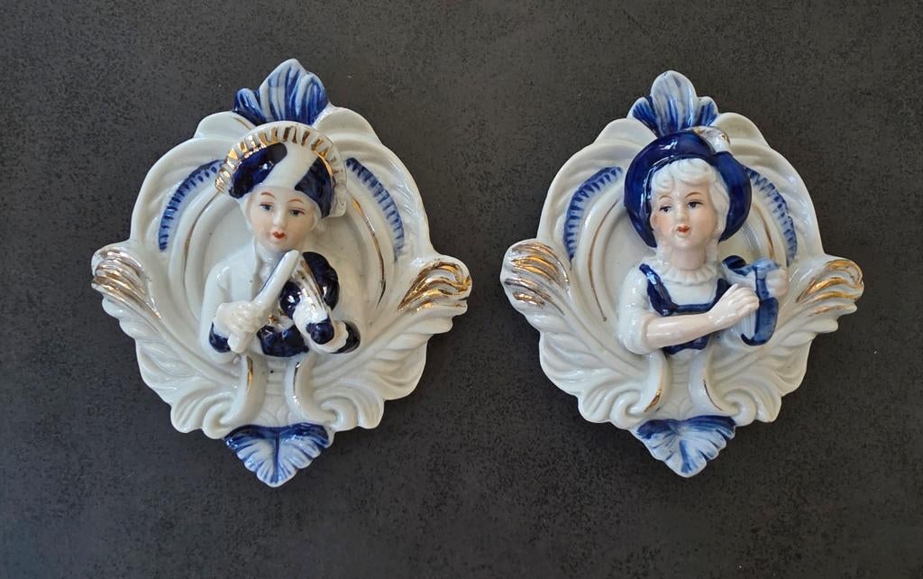 Brocante toilethangers Heren Dames toilet WC Delfs Blauw, Antiek en Kunst, Ophalen of Verzenden