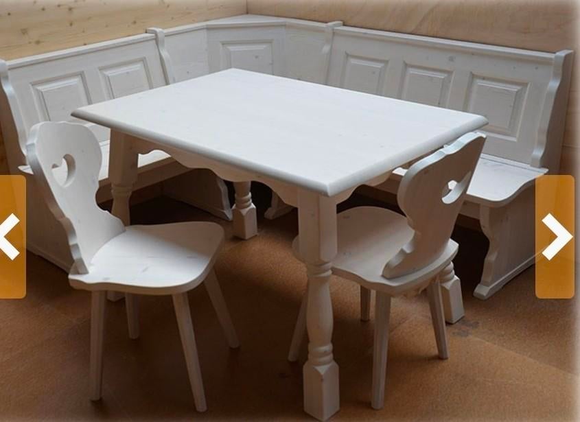 Landelijke massief houten eethoek met hoekbank en stoelen, Huis en Inrichting, Complete eetkamers, Gebruikt, Ophalen