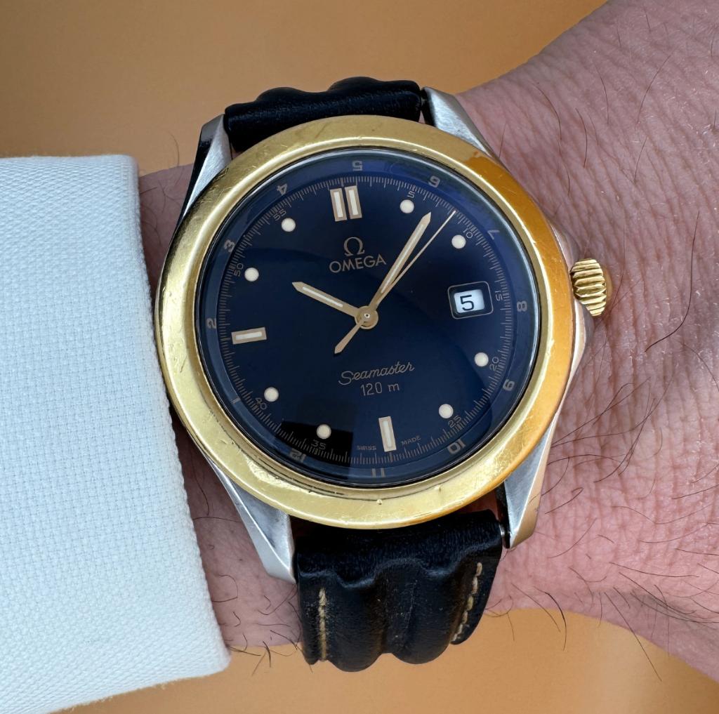 Stijlvolle Omega Seamaster Heren (Donker blauw/Goud), Sieraden, Tassen en Uiterlijk, Horloges | Heren, Polshorloge, Ophalen of Verzenden