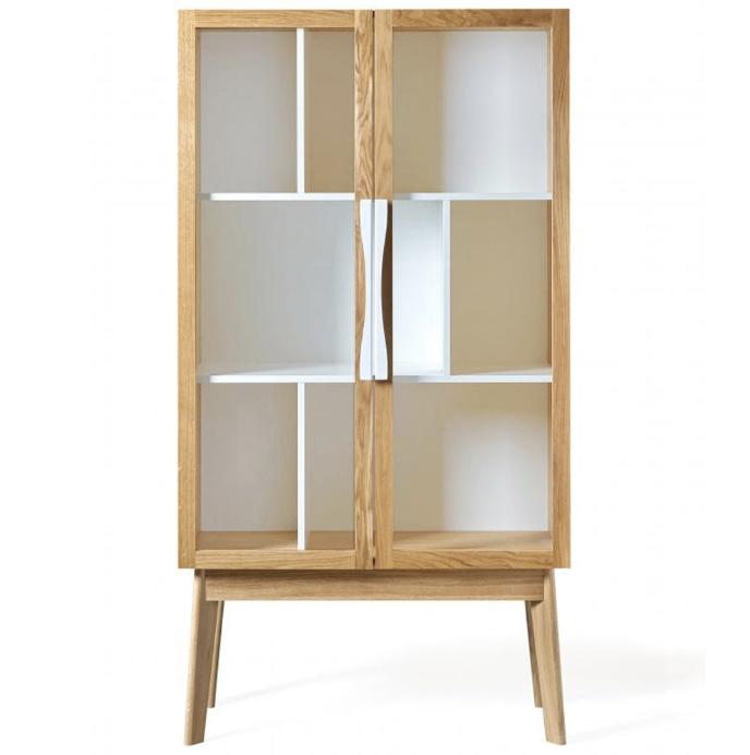 Woodman Avon moderne vitrinekast wit, Huis en Inrichting, Kasten | Vitrinekasten, Ophalen, 50 tot 100 cm, Zo goed als nieuw, Eikenhout