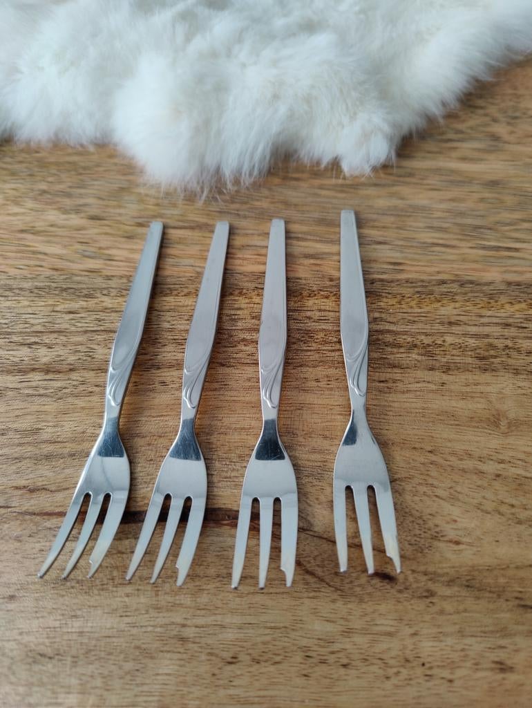 4 vintage G Sola Z gebaksvorkjes 12 cm, Antiek en Kunst, Antiek | Bestek, Ophalen of Verzenden