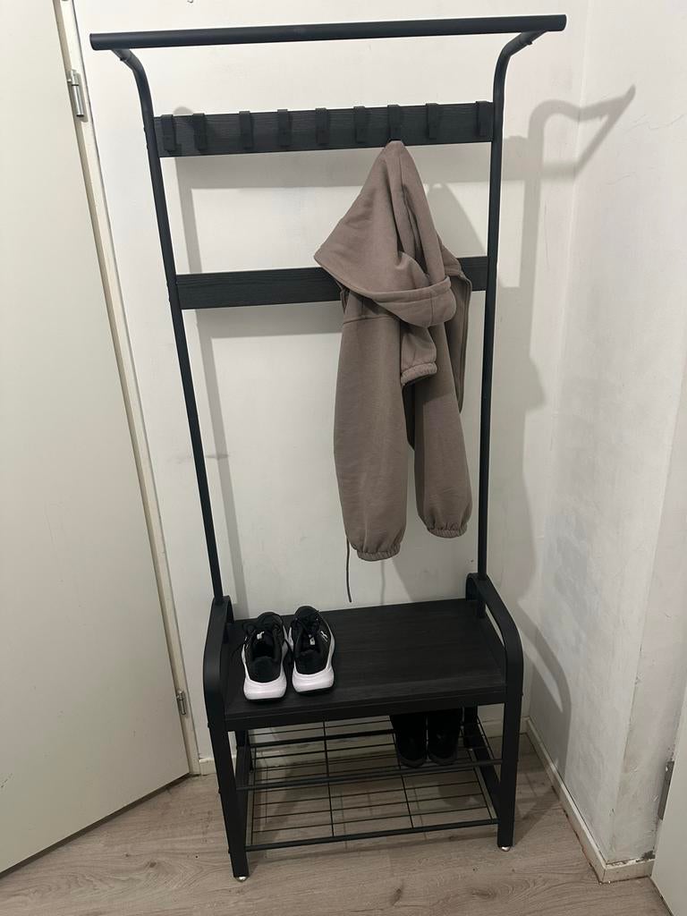 Kapstok met schoenenrek / garderoberek, Huis en Inrichting, Woonaccessoires | Kapstokken, Ophalen, Zo goed als nieuw, Metaal, Staande kapstok