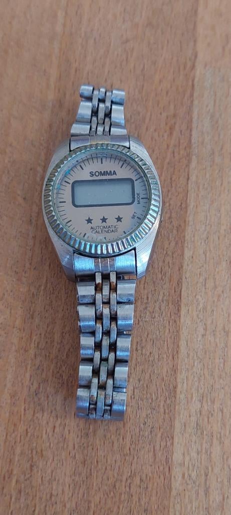 Retro digitale horloge , jaren 80 ., Overige merken, Staal, Gebruikt, Polshorloge