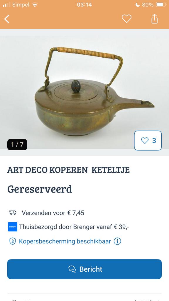 Gezocht: messing koper theepot ketel keteltje, Ophalen of Verzenden