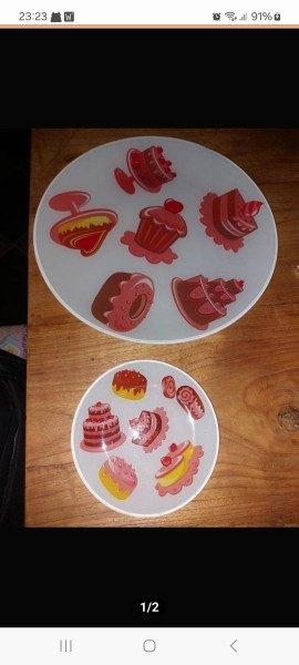 gebakset gebaksbordjes paasactie, Gebruikt, Ophalen of Verzenden, Bord(en), Overige stijlen