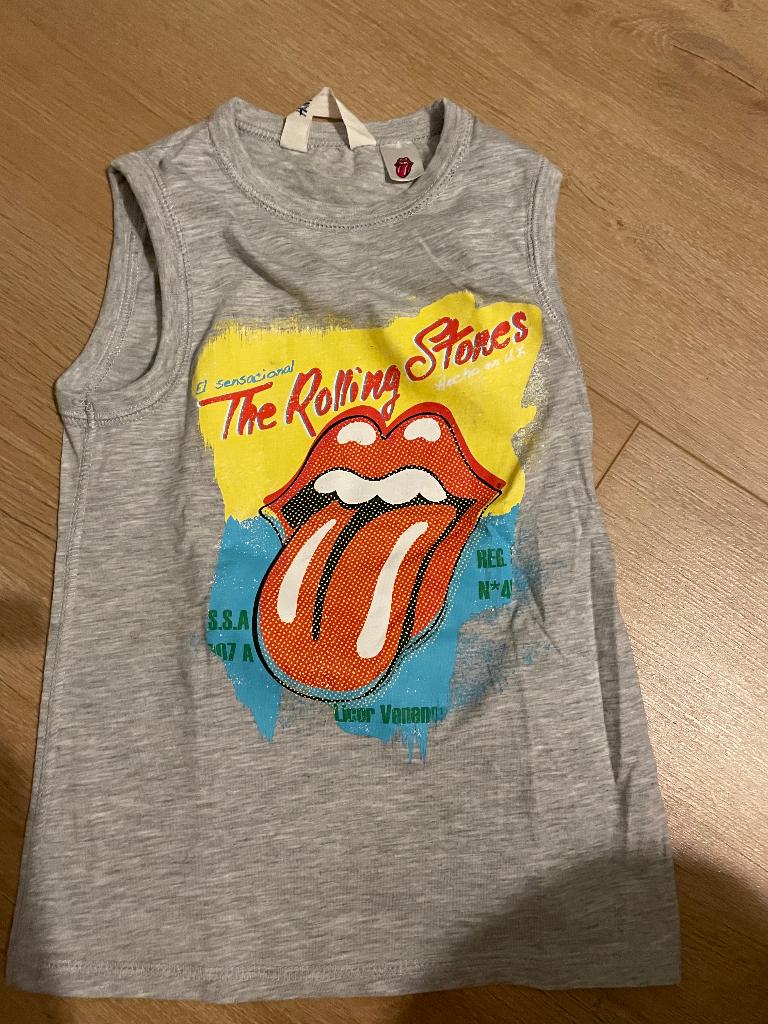 H&M mouwloos t-shirt grijs Rolling Stones maat 110-116, Kinderen en Baby's, H&M, Ophalen of Verzenden, Zo goed als nieuw, Shirt of Longsleeve