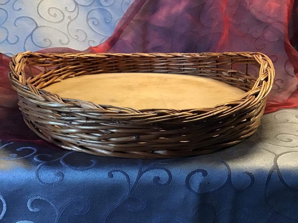 Vintage rond rieten dienblad, Ophalen of Verzenden