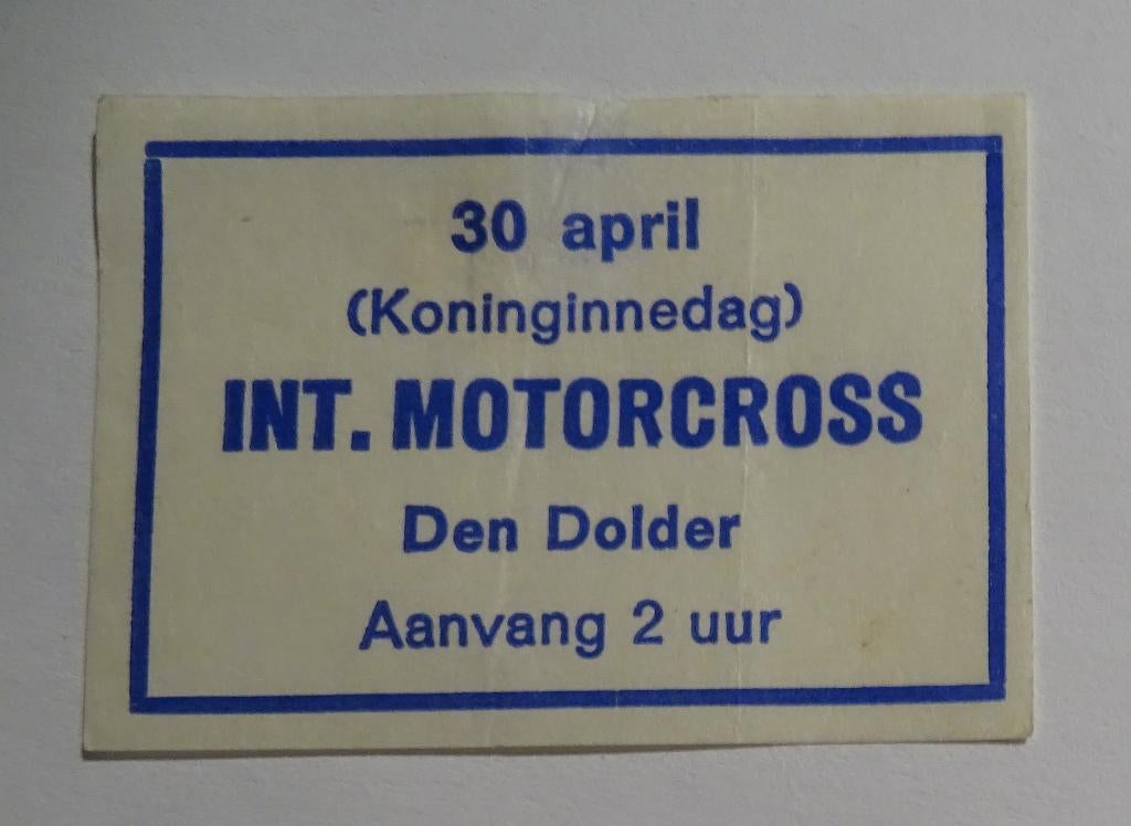 INT. MOTORCROSS   30 April   [ Koninginnedag ]  DEN DOLDER, Verzenden, Zo goed als nieuw, Luciferdoosjes of -merken