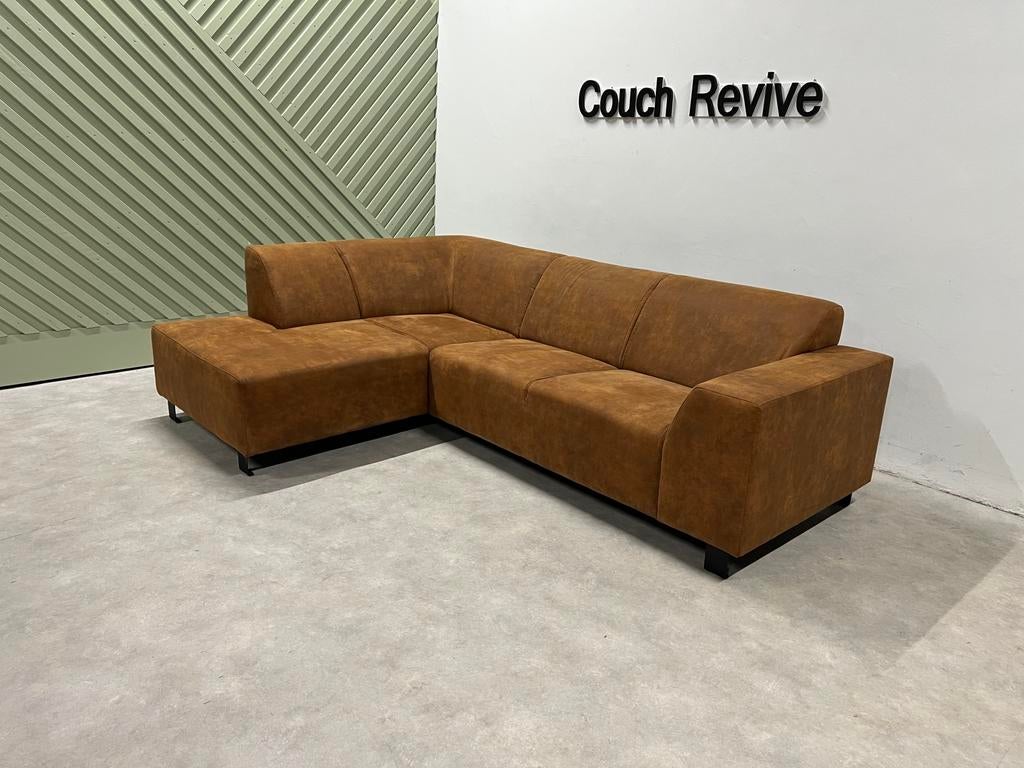 GRATIS LEVERING Microleer Hoekbank 255x180 REFURBISHED, Verzenden, Zo goed als nieuw, 150 cm of meer, Vierpersoons of meer