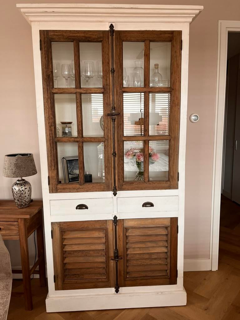 meubel set: vitrinekast, tv meubel, salontafel,eettafel, Huis en Inrichting, Kasten | Vitrinekasten, Ophalen, 100 tot 150 cm, Zo goed als nieuw