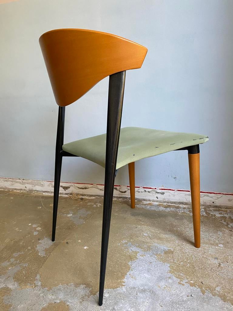 4 eetkamerstoelen Paco Capdell Retro Metaal en Hout, Gebruikt, Overige kleuren, Ophalen of Verzenden, Vier