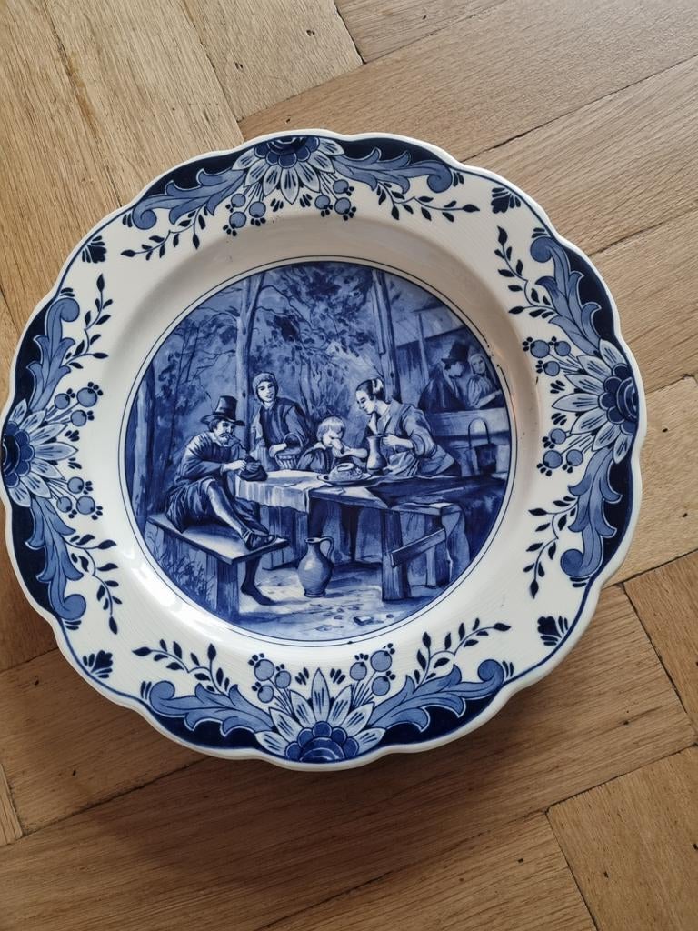 Delfts blauw bord Regina 436 gesigneerd, Ophalen of Verzenden