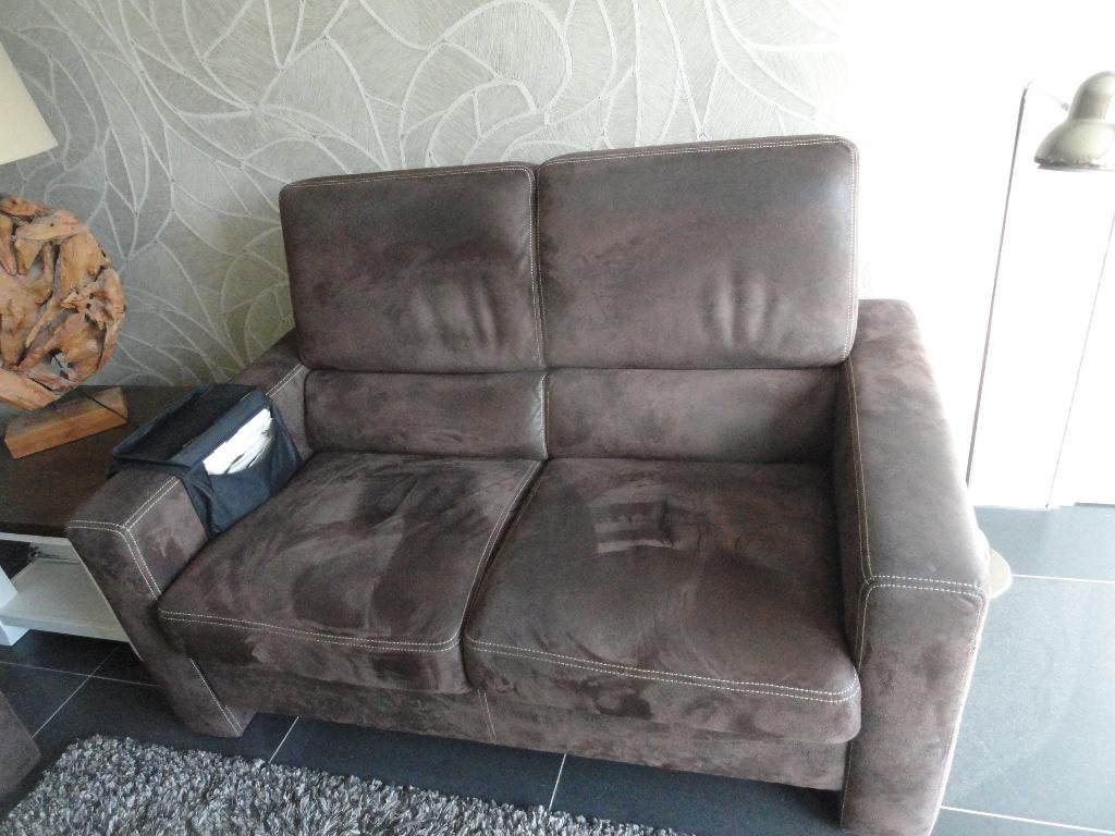 BANKSTEL 2 ZITS MICROLEDER, Gebruikt, Tweepersoons, 75 tot 100 cm, Ophalen of Verzenden