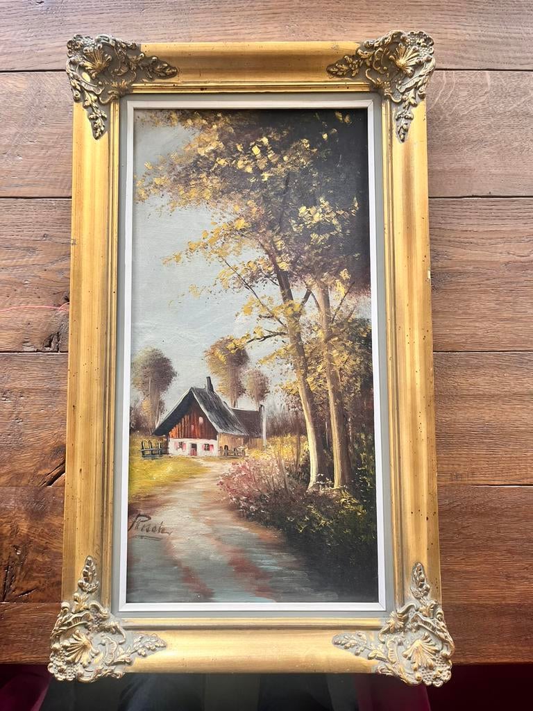 Origineel geschilderd tafereel, met sierlijst, Ophalen of Verzenden