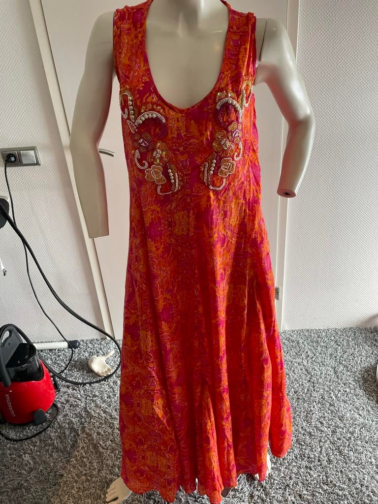 Antica sartoria lange jurk met kralen one size, Kleding | Dames, Maat 38/40 (M), ., Oranje, Ophalen of Verzenden