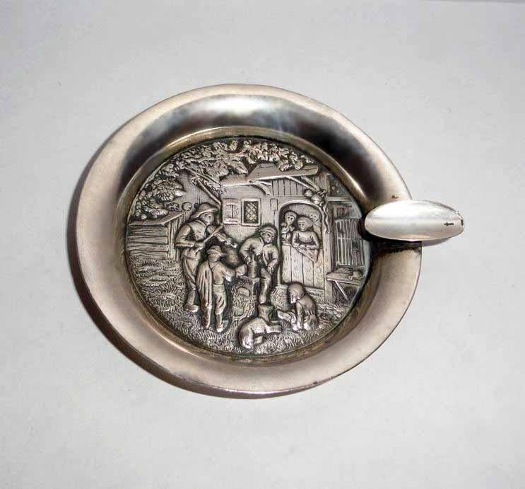 Asbak Zilver Oud Hollands tafereel Alex Meijer, Verzenden, Zilver