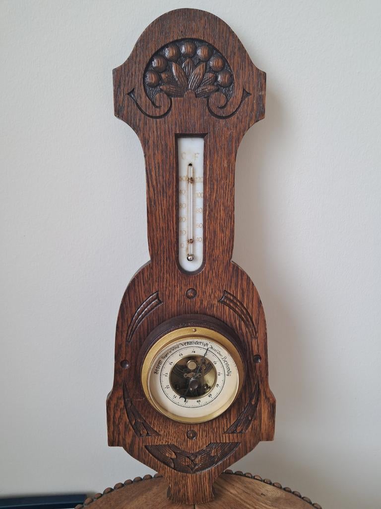 Eikenhouten Jugendstil barometer, Ophalen of Verzenden