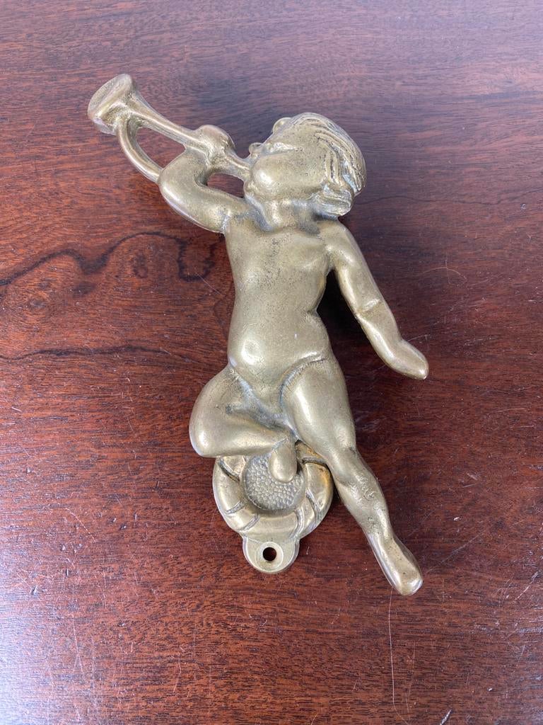 Bronzen deurklopper engel, Antiek en Kunst, Antiek | Koper en Brons, Ophalen of Verzenden