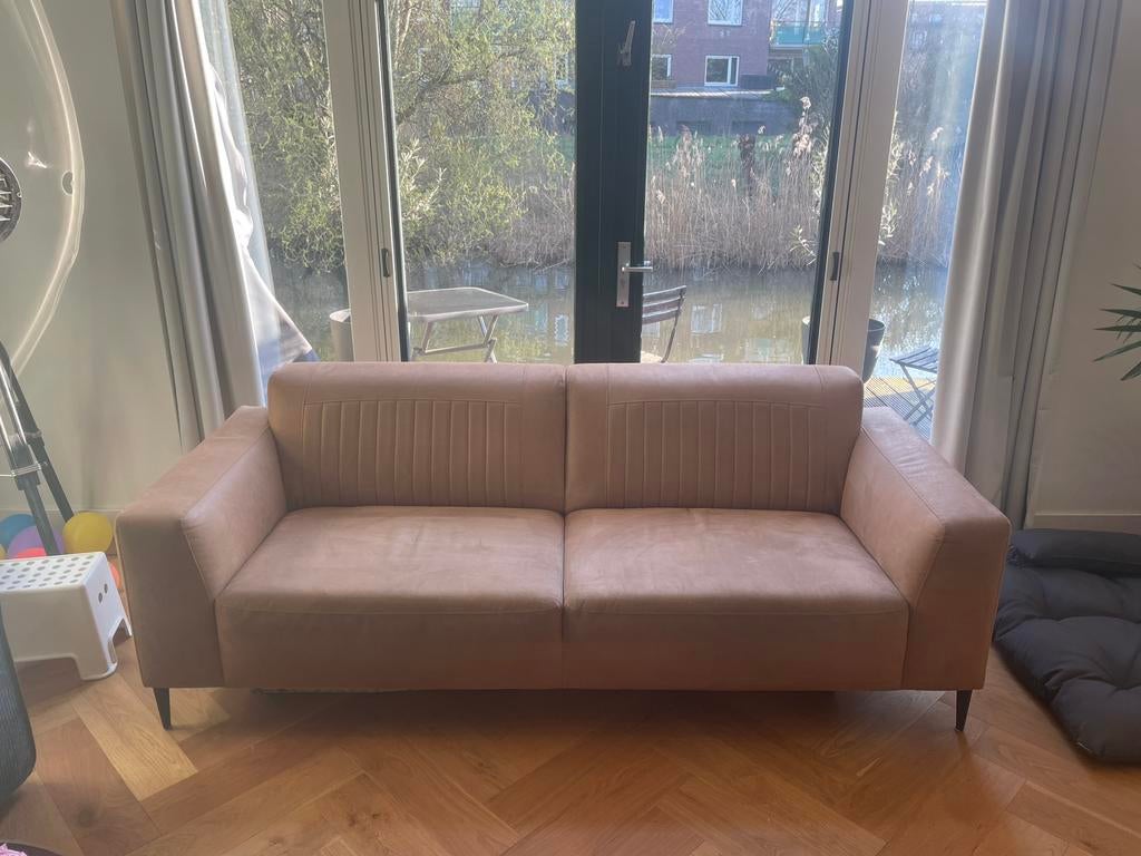 Microleder bankstel De Bommel, Ophalen, Zo goed als nieuw, 75 tot 100 cm, 200 tot 250 cm