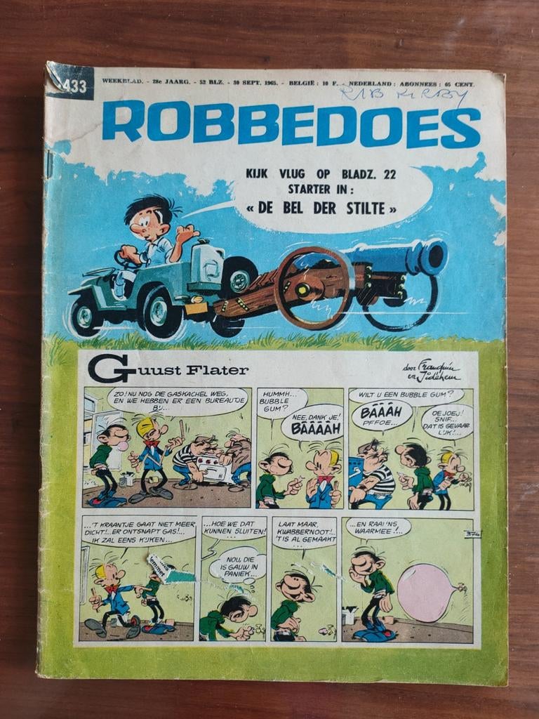 Robbedoes 433 (september 1965) met artikel over Rip Kirby, Ophalen of Verzenden
