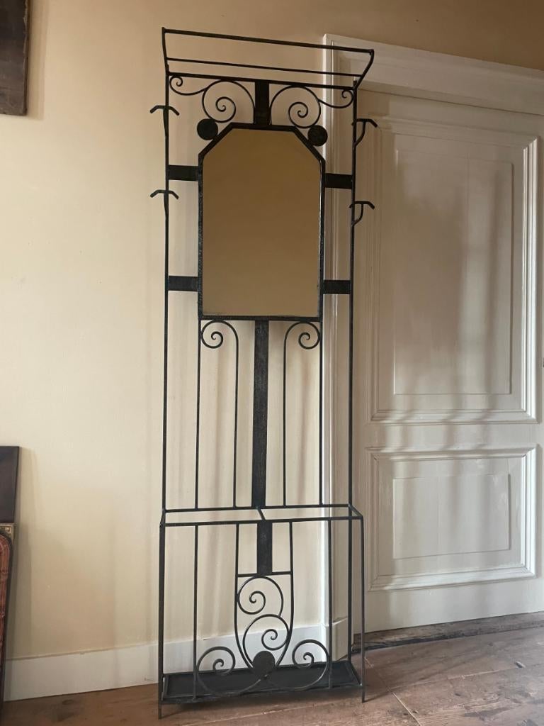 Art DEeco 1930 Kapstok Wandkapstok met spiegel staand Frans, Ophalen